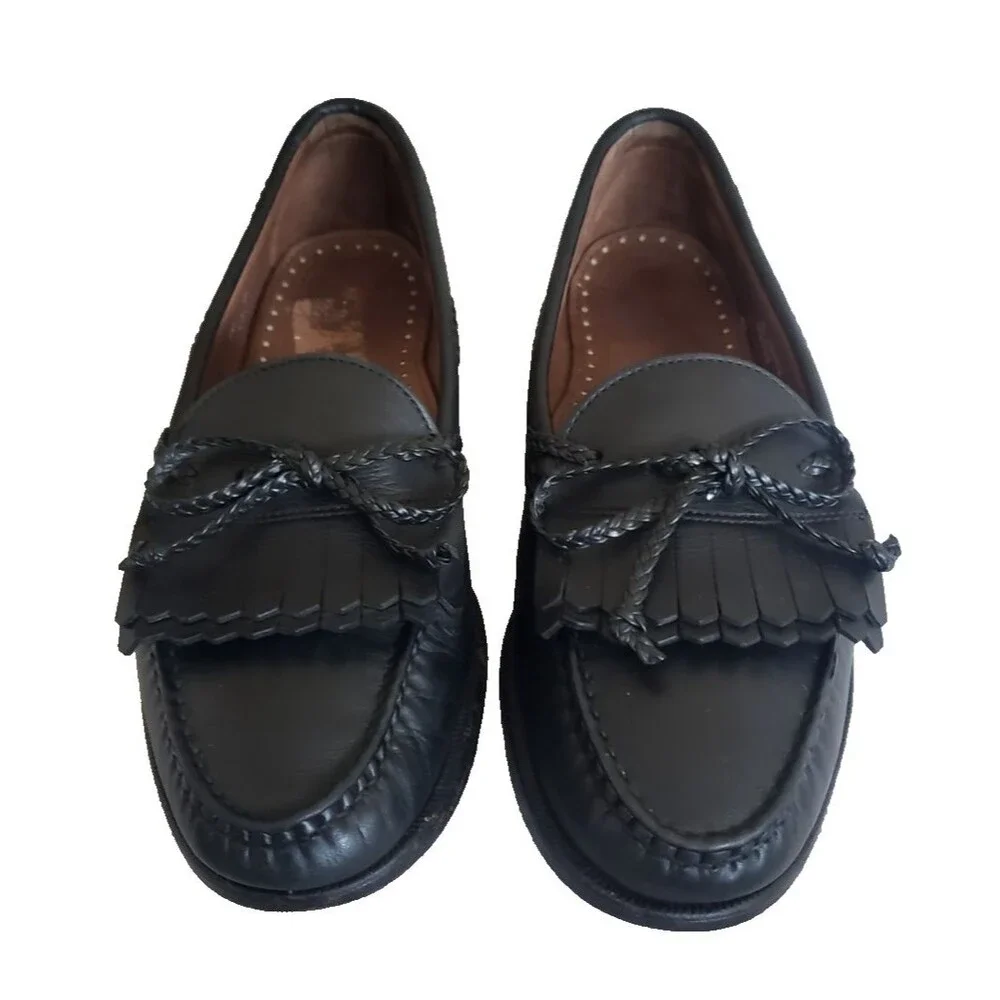 Allen Edmonds Woodstock 11D Chili Black Braided Double Kiltie SlipOn Loafers USA